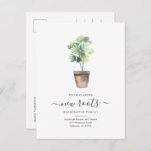 Boho Plant Weve Moved Change of Address Announcement Postcard