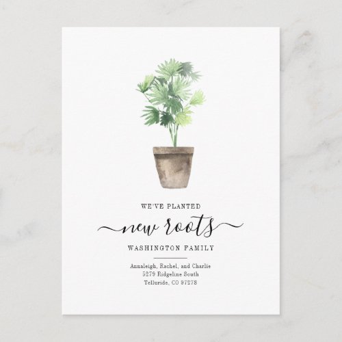 Boho Plant Weve Moved Change of Address Announcement Postcard