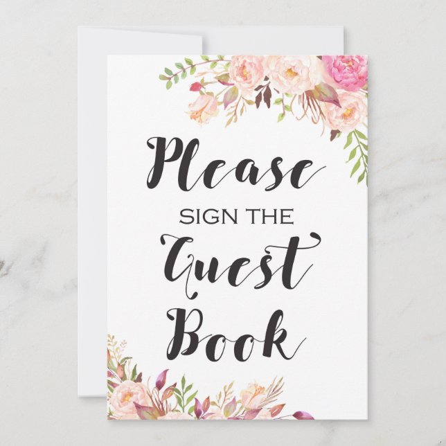 Boho Please sign the guest book Sign 5x7" Size Invitation (Front)