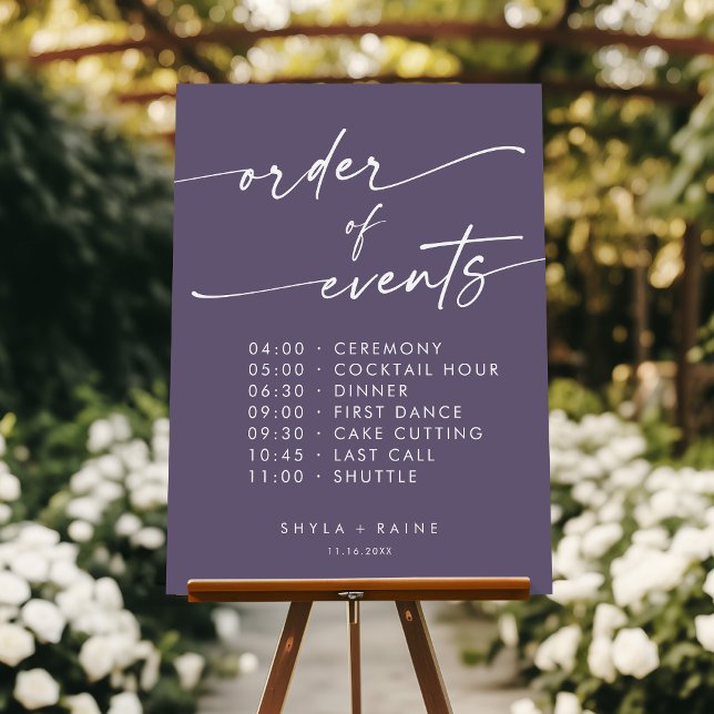 Boho Plum Purple Order Of Events Wedding Sign (Creator Uploaded)