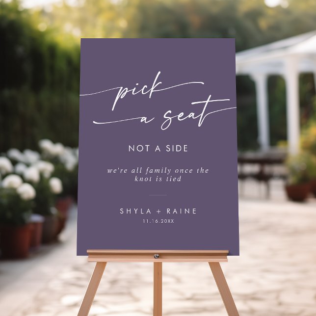 Boho Plum Purple Pick A Seat Not Side Wedding Sign (Creator Uploaded)