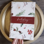 Boho Poinsettia Pine Holly Christmas Holiday Planner<br><div class="desc">Embrace the art of holiday organization with our Watercolor Poinsettia Christmas Planner – a harmonious fusion of boho charm and elegant functionality. Against a serene cream background, this planner features a delicate watercolor depiction of poinsettias, pine, and holly, creating a captivating display of natural beauty. Crafted with care, our Watercolor...</div>