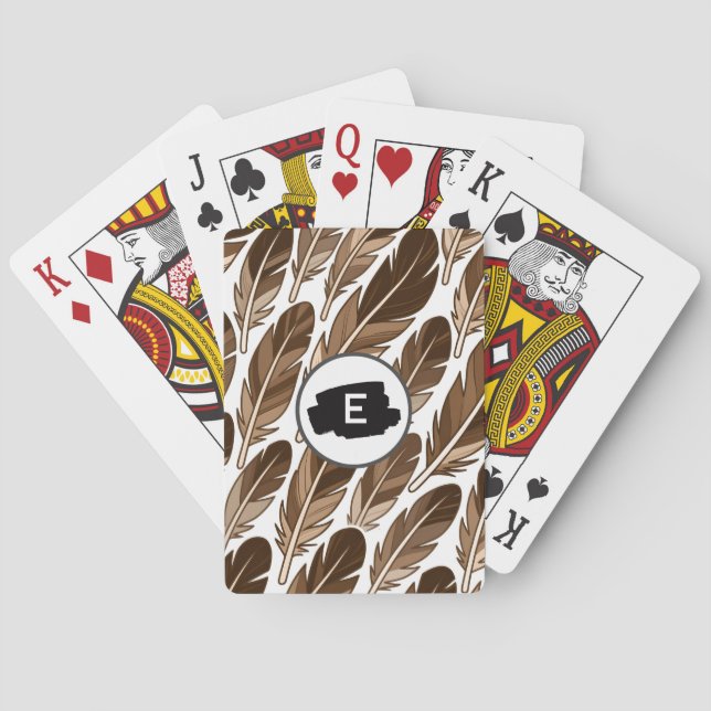 Boho Poker Cards – Personalized Monogram Brown (Back)