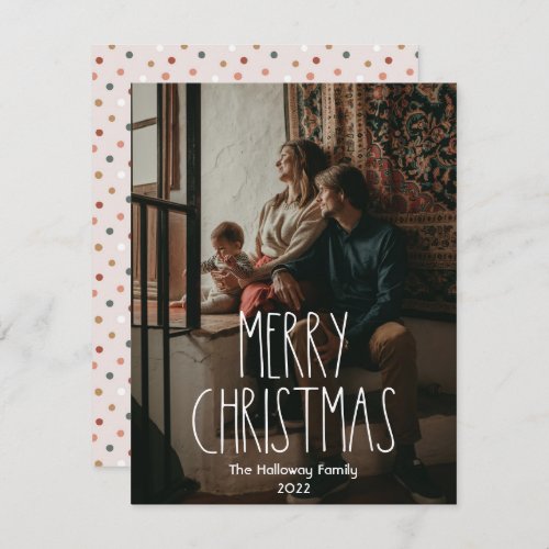 Boho Polka Dot Christmas Full Vertical Photo Holiday Card