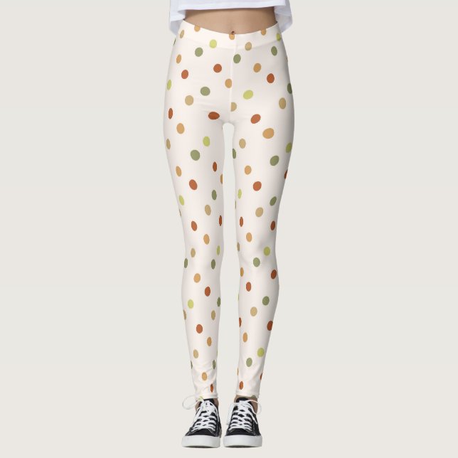 Boho Polka Dots Earthy Pattern  Leggings (Front)