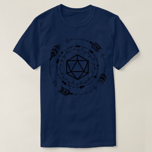 Boho Polyhedral D20 Dice Tabletop Roleplaying RPG  T-Shirt (Design Front)