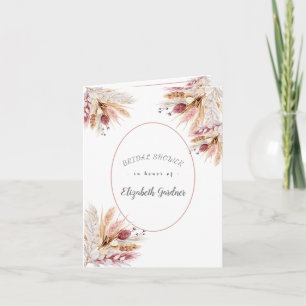 BOHO Pompas Grass Dried Flowers Bridal Shower Invitation