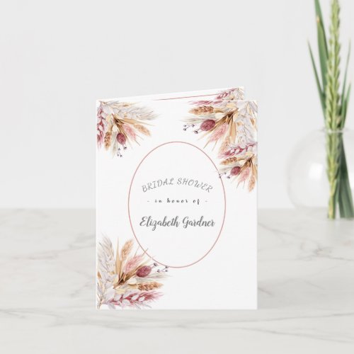 BOHO Pompas Grass Dried Flowers Bridal Shower  Invitation