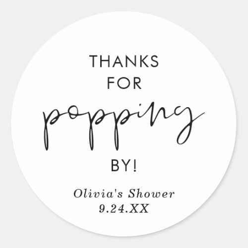 Boho Popcorn Favor Sticker Thanks for Popping By Classic Round Sticker