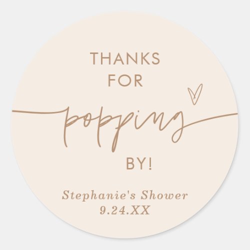 Boho Popcorn Favors Thanks for Popping By Favor C Classic Round Sticker