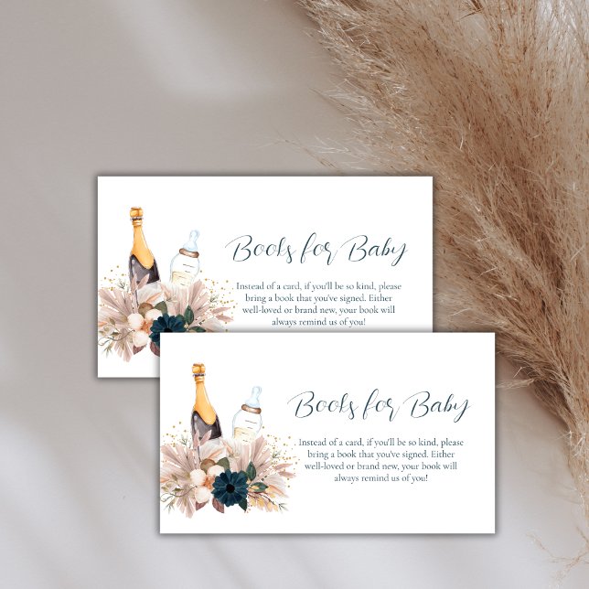 Boho Poppin Champagne Bottles Books Baby Shower  Enclosure Card (Boho Poppin Champagne Bottles Books Baby Shower Enclosure Card)