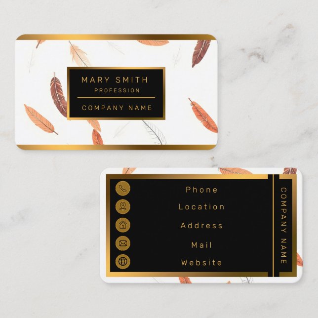 Boho Popular Feathers Luxury Collection Business Card (Front/Back)