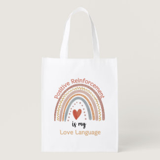 Boho Positive Reinforcement is my Love Language Grocery Bag
