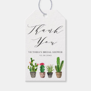 Boho Potted Cactus Bridal Shower Thank You Gift Tags