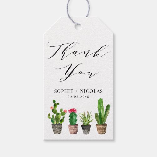 Boho Potted Cactus Summer Wedding Thank You Gift Tags