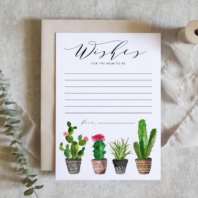 Boho Potted Cactus Well Wishes Baby Shower Card (Creator Uploaded)
