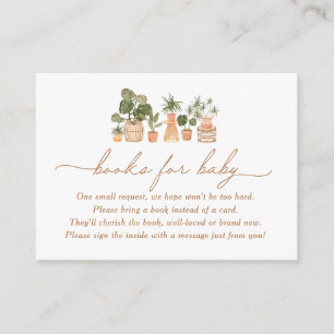 Boho Potted House Plants Books for Baby Shower Enclosure Card