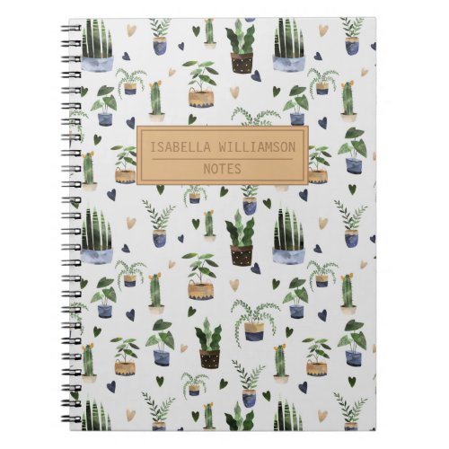 Boho Potted Plant Pattern Personalized  Notebook