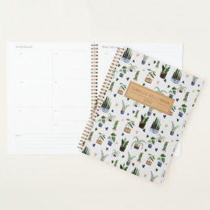 Boho Potted Plant Pattern Personalized  Notebook