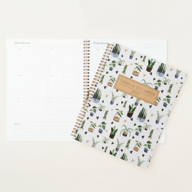 Boho Potted Plant Pattern Personalized  Notebook (Display)