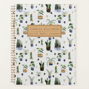 Boho Potted Plant Pattern Personalized  Planner