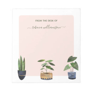 Boho Potted Plants From the Desk of Personalized Notepad