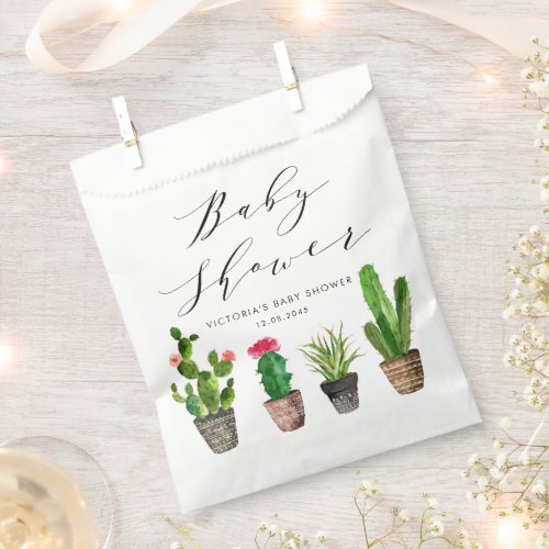 Boho Potted Succulents and Cactus Baby Shower Favor Bag