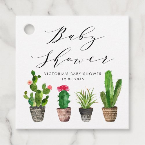 Boho Potted Succulents and Cactus Baby Shower Favor Tags