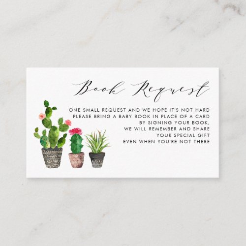 Boho Potted Succulents and Cactus Book Request Enclosure Card