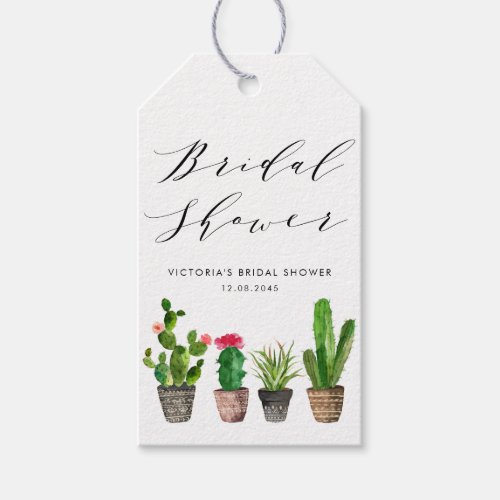 Boho Potted Succulents and Cactus Bridal Shower Gift Tags