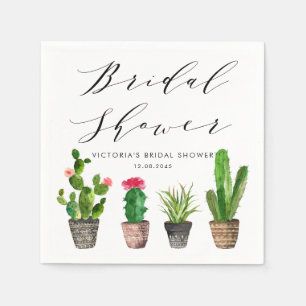 Boho Potted Succulents and Cactus Bridal Shower Napkins