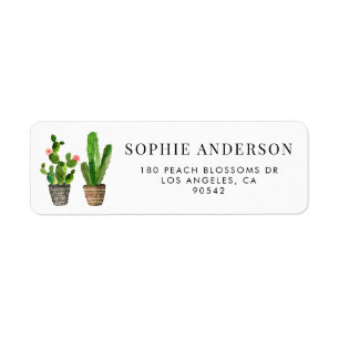 Boho Potted Succulents and Cactus Personalized Label