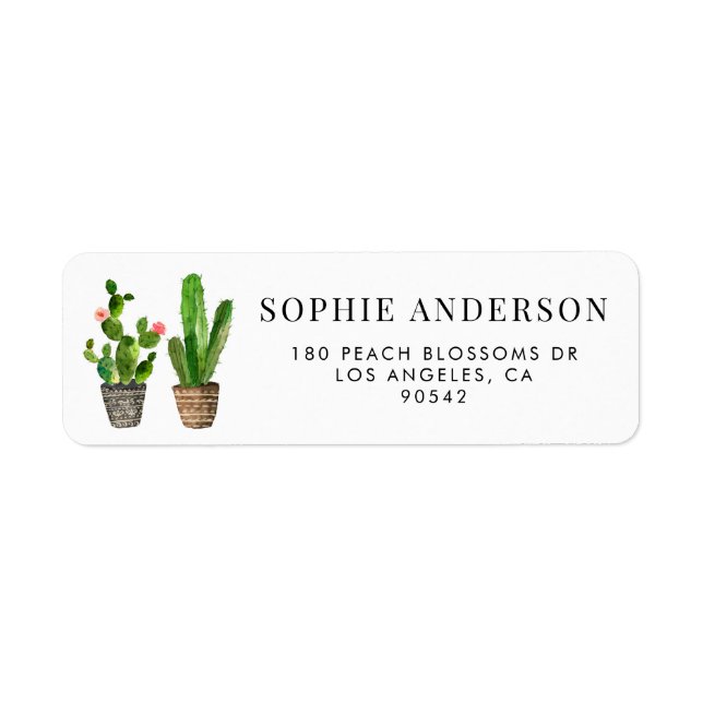 Boho Potted Succulents and Cactus Personalized Label (Front)