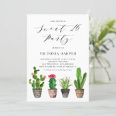 Boho Potted Succulents and Cactus Sweet 16 Party Invitation (Standing Front)