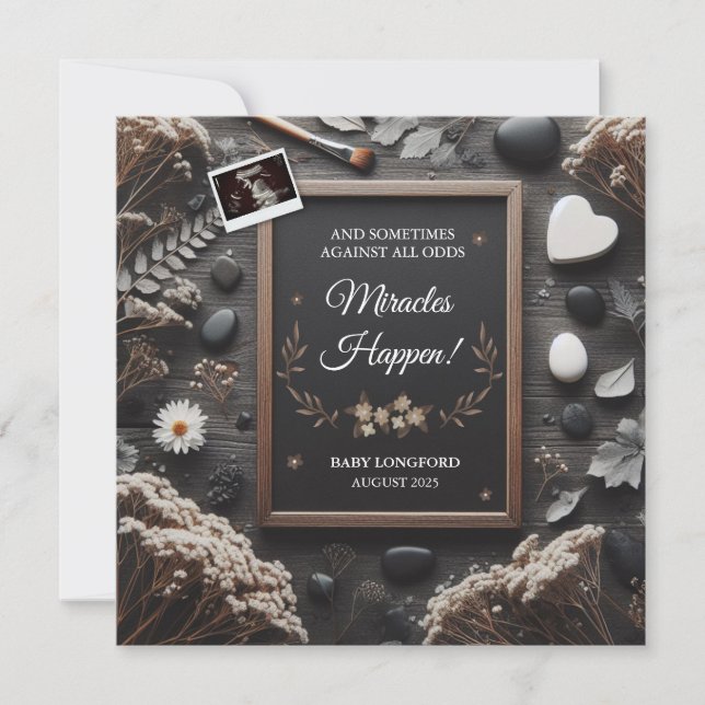 Boho Pregnancy Announcement | Miracles happen (Front)