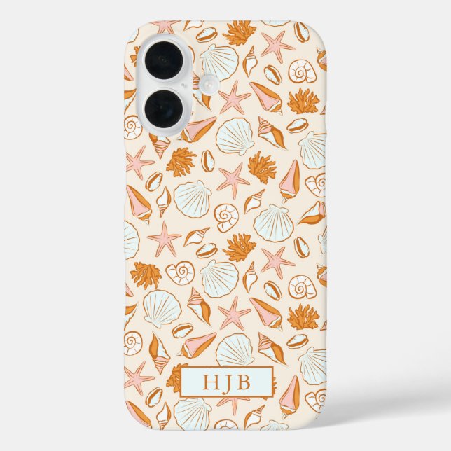 Boho Preppy Coastal Personalized iPhone 16 Case (Back)