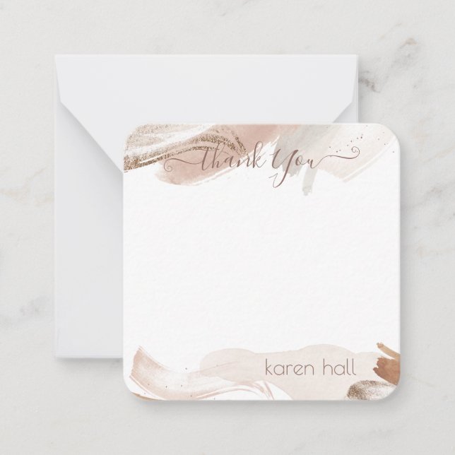 Boho Pretty Abstract Thank You Personalized Name N Note Card (Front)