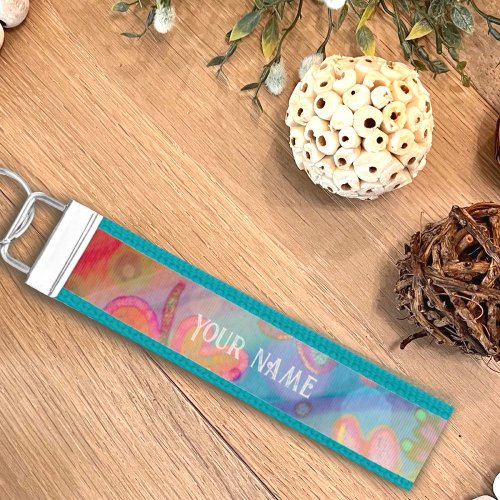 Boho Pretty Floral Inspirivity Customizable Wrist Keychain