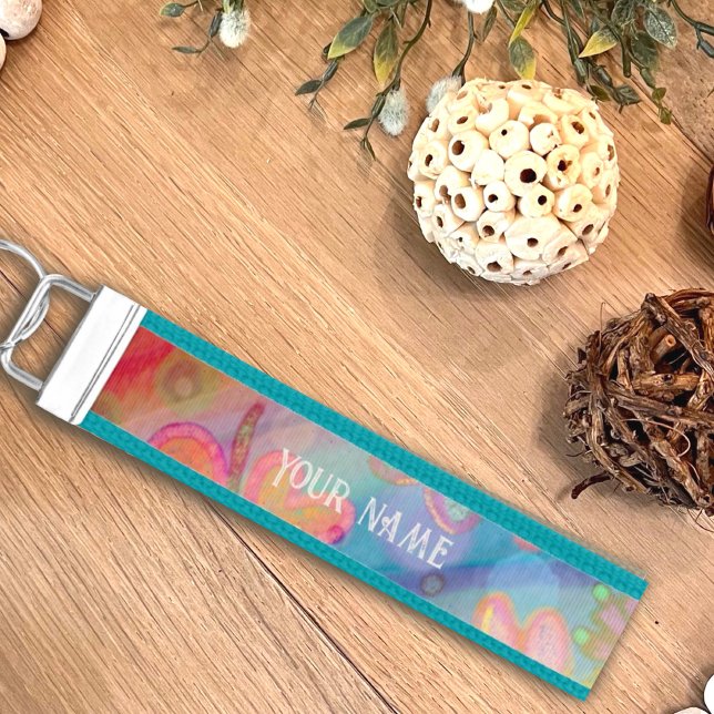 Boho Pretty Floral Inspirivity Customizable Wrist Keychain (Creator Uploaded)