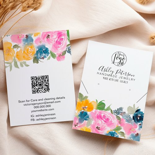 Boho pretty floral logo jewelry earring necklace business card