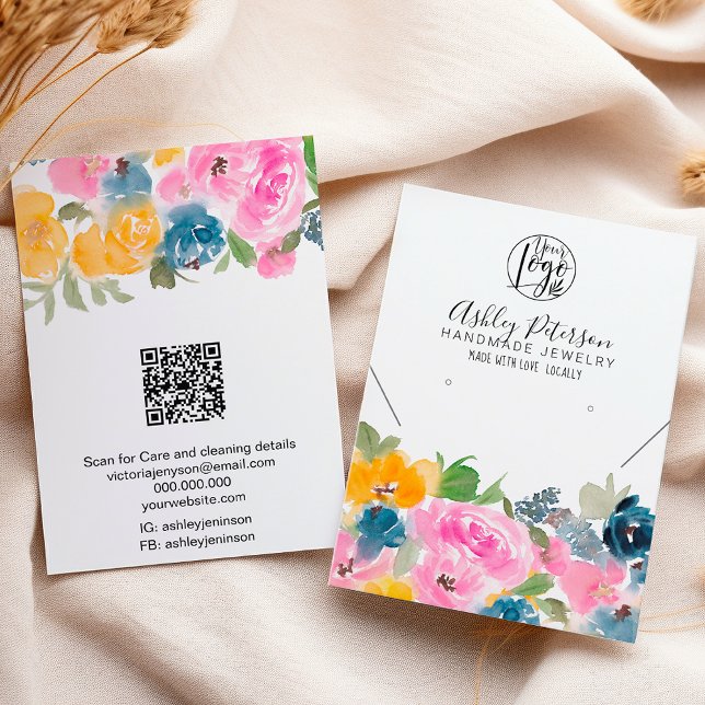 Boho pretty floral logo jewelry earring necklace business card (Boho pretty floral logo jewelry earring necklace business card)