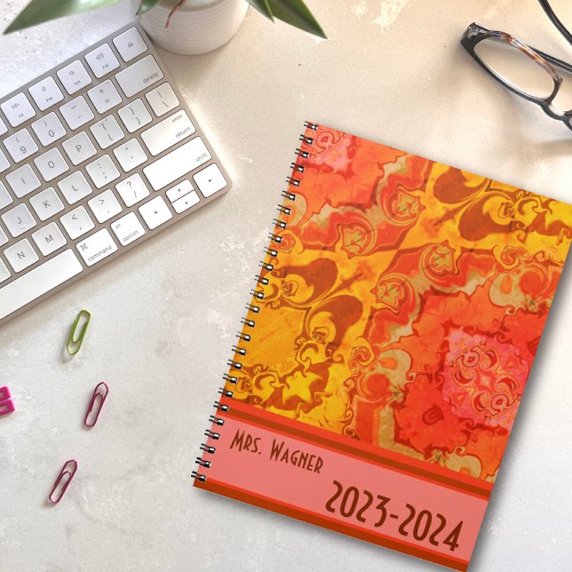 Boho Pretty Modern Orange Personalized Teacher  Planner (Creator Uploaded)