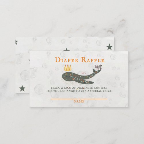 Boho Prince Whale Boy Baby Diaper Raffle Business Card