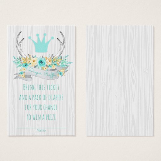 Boho Princess Antler Tribal Diaper Raffle Tickets (Front & Back)