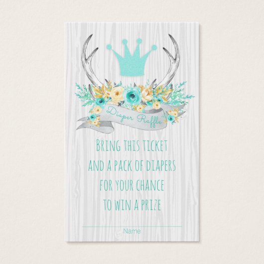 Boho Princess Antler Tribal Diaper Raffle Tickets (Front)