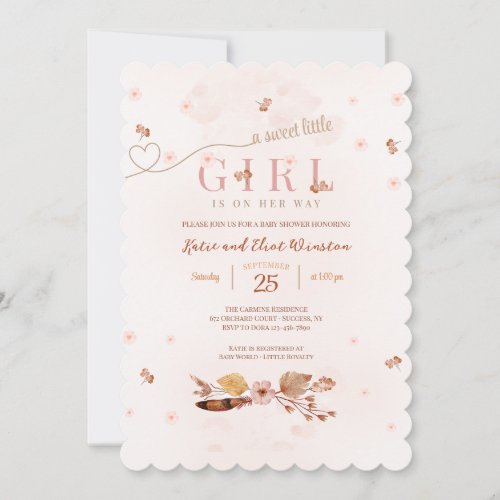 Boho Print Pink Baby Shower Invitation