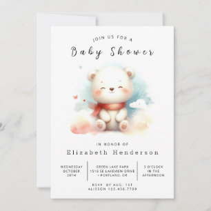 Boho Printable Bear Baby Shower Invitation
