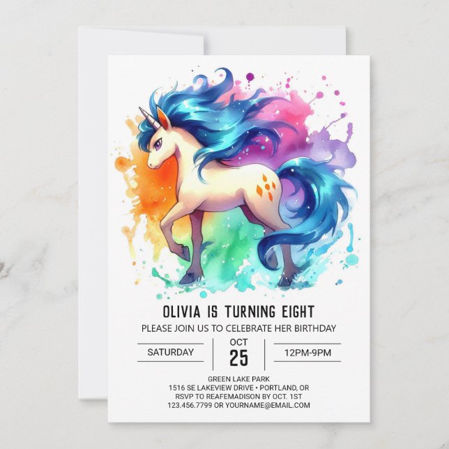 Boho Printable Horse Birthday Invitation (Front)