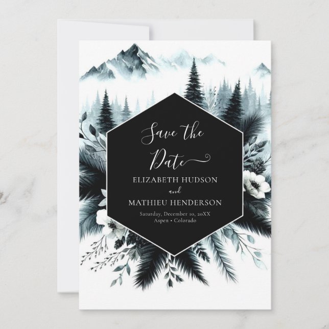 Boho Printable Mountain Wedding Save The Date (Front)