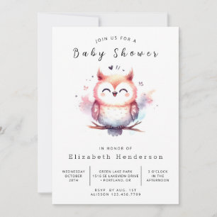 Boho Printable Owl Baby Shower Invitation